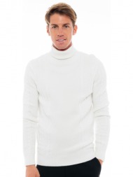 biston fashion ανδρική πλεκτή μπλούζα με ψηλό γιακά off white 48-206-035-010-m