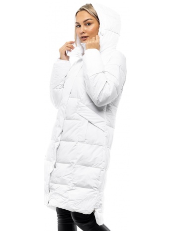 biston fashion γυναικείο μπουφάν μακρύ λευκο σε προσφορά
