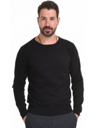 smart fashion ανδρική πλεχτή μπλούζα μαυρο 44-206-024-010-m