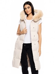 splendid fashion γυναικείο μακρύ αμάνικο μπουφάν με ενσωματωμένη κουκούλα μπεζ 50-102-002-010-s