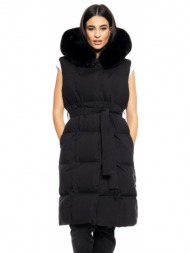 splendid fashion γυναικείο μακρύ αμάνικο μπουφάν με ενσωματωμένη κουκούλα μαυρο 50-102-002-010-s