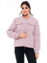 biston fashion γυναικείο μπουφάν χωρίς γιακά ροζ 49-101-001-010-s