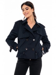 biston fashion γυναικείο πανωφόρι με γιακά navy 49-101-023-010-s
