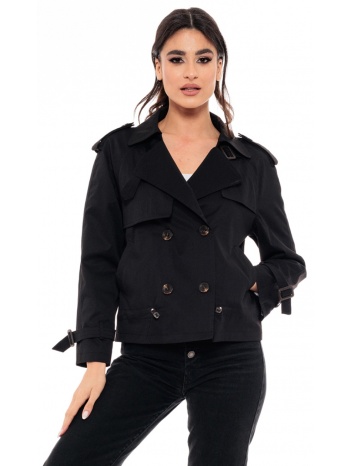 biston fashion γυναικείο πανωφόρι με γιακά μαυρο σε προσφορά