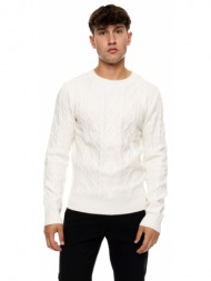 biston fashion ανδρική πλεκτή μπλούζα με στρόγγυλο λαιμό off white 50-206-023-010-m