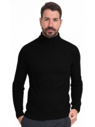 smart fashion ανδρική πλεχτή μπλούζα μαυρο 44-206-025-010-m