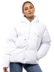 biston fashion γυναικείο μπουφάν κοντό λευκο 46-101-066-010-s