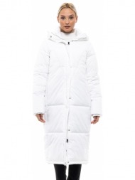 biston fashion γυναικείο μπουφάν μακρύ λευκο 46-101-041-010-s