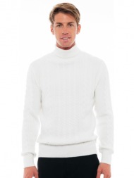 biston fashion ανδρική πλεκτή μπλούζα με ψηλό γιακά off white 48-206-028-010-m