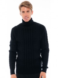 biston fashion ανδρική πλεκτή μπλούζα με ψηλό γιακά μαυρο 48-206-028-010-m