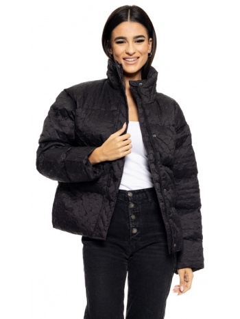 biston fashion γυναικείο κοντό μπουφάν με γιακά μαυρο σε προσφορά