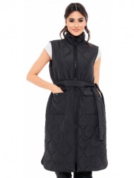 splendid fashion γυναικείο αμάνικο μπουφάν με κουκούλα μαυρο 49-102-002-010-s