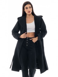 biston fashion γυναικείο μακρύ παλτό μαυρο 48-101-064-010-s