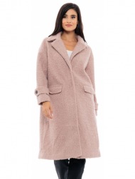 splendid fashion γυναικείο μακρύ παλτό από προβατάκι μπεζ 48-101-062-057-s