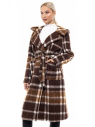 biston fashion γυναικείο μακρύ παλτό καφε 46-101-014-380-s