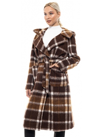 biston fashion γυναικείο μακρύ παλτό καφε 46-101-014-380-s σε προσφορά
