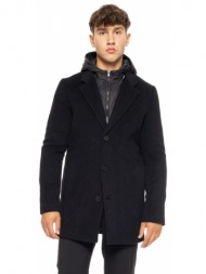 biston fashion ανδρικό demi πανωφόρι με αποσπώμενη κουκούλα μαυρο 50-201-071-010-m