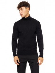 smart fashion ανδρική πλεκτή μπλούζα με όρθιο γιακά μαυρο 50-206-026-010-m