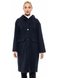 biston fashion γυναικείο μακρύ παλτό navy 46-101-037-022-s