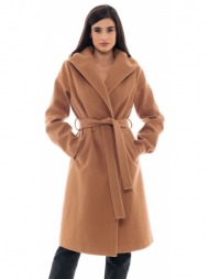 biston fashion γυναικείο μακρύ παλτό καμηλο 48-101-064-010-s
