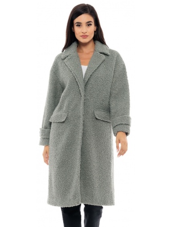 splendid fashion γυναικείο μακρύ παλτό από προβατάκι μεντα σε προσφορά