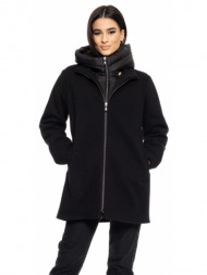 biston fashion γυναικείο demi παλτό με αποσπώμενη κουκούλα μαυρο 50-101-120-010-s