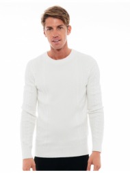 biston fashion ανδρική πλεκτή μπλούζα με στρογγυλό λαιμό off white 48-206-050-010-m