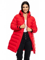 splendid fashion γυναικείο μακρύ μπουφάν με ενσωματωμένη κουκούλα κοκκινο 50-101-105-010-s