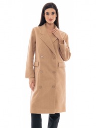 splendid fashion γυναικείο μακρύ παλτό μπεζ 48-101-014-010-s