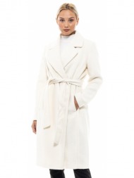 splendid fashion γυναικείο μακρύ παλτό off white 46-101-009c-010-l