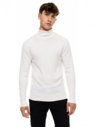 smart fashion ανδρική πλεκτή μπλούζα με όρθιο γιακά off white 50-206-026-010-m