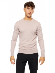 biston fashion ανδρική πλεκτή μπλούζα με στρόγγυλο λαιμό μπεζ 50-206-016-010-m