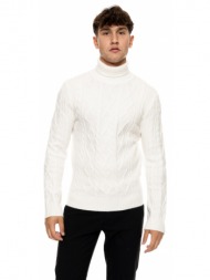 biston fashion ανδρική πλεκτή μπλούζα με όρθιο γιακά off white 50-206-003-010-m