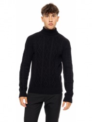 biston fashion ανδρική πλεκτή μπλούζα με όρθιο γιακά μαυρο 50-206-003-010-m