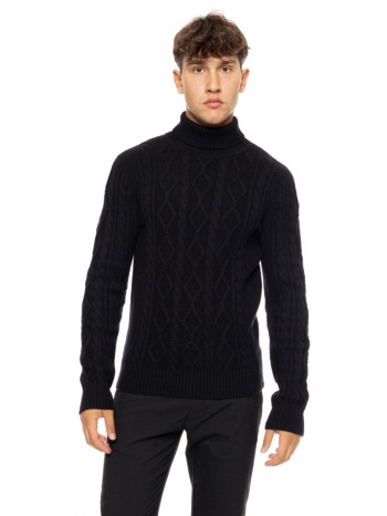 biston fashion ανδρική πλεκτή μπλούζα με όρθιο γιακά μαυρο