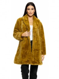 biston fashion γυναικείο demi πανωφόρι από συνθετική γούνα κιτρινο 50-101-050-010-s