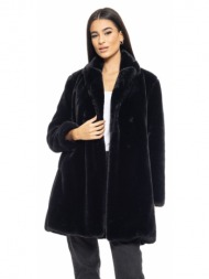 biston fashion γυναικείο demi πανωφόρι από συνθετική γούνα μαυρο 50-101-050-010-s