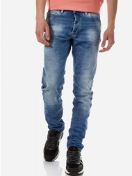 ανδρικο regular παντελονι με ξεβαμματα jean brokers μπλε 21017-206-32-blue