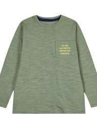 energiers μακό μακρυμάνικη μπλούζα με τυπωμένη τσέπη για αγόρι χακι 12-224148-5