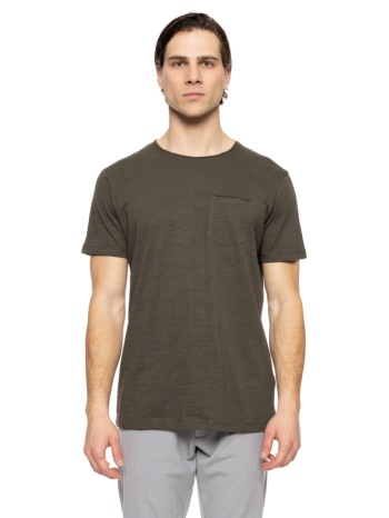 smart fashion mens t-shirt with pocket σκουρο πρασινο