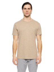 smart fashion mens t-shirt with pocket μπεζ 51-206-034-010-s