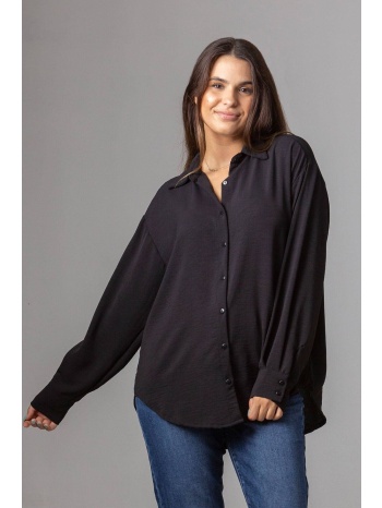 πουκάμισο oversized σατινέ μαυρο 19-103-027