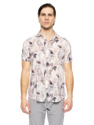 smart fashion ανδρικό allover πουκάμισο με γιακά off white 51-203-010-222-l