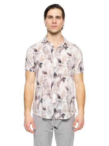 smart fashion ανδρικό allover πουκάμισο με γιακά off white