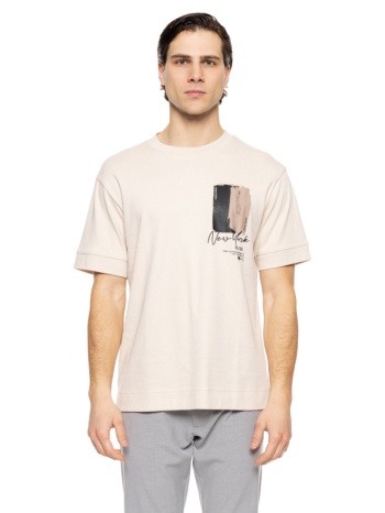 splendid fashion ανδρικό t-shirt μπεζ 51-206-051-076-s