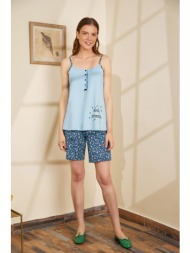 vamp καλοκαιρινή πυτζάμα βερμούδα με κουμπάκια