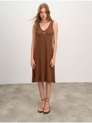 vamp μονόχρωμο αμάνικο φόρεμα