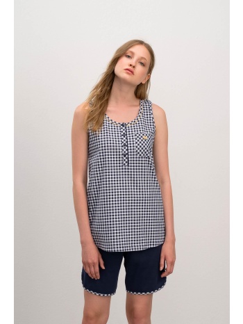 vamp καρό πυτζάμα με kουμπιά σε προσφορά