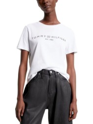 γυναικείο signature logo t-shirt λευκό tommy hilfiger ww0ww40276-ycf