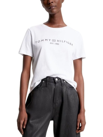 γυναικείο signature logo t-shirt λευκό tommy hilfiger